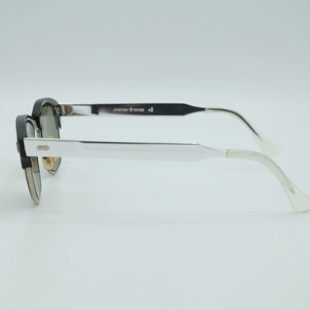 VTG 1960's American Optical Clubmaster Browline Sunglasses Silver Black 4 3/4